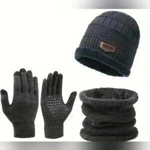 2 FOR $30 Lady's 3 piece Gray Fall winter Gloves Hat Scarf set (#795)
